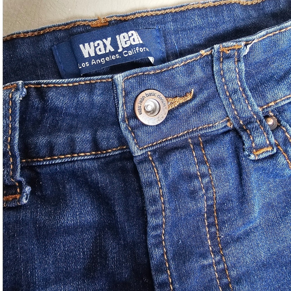 Wax Jean Women Dark‎ Wash High Rise Distressed Skinny Jeans Raw Hem 7/28 90178